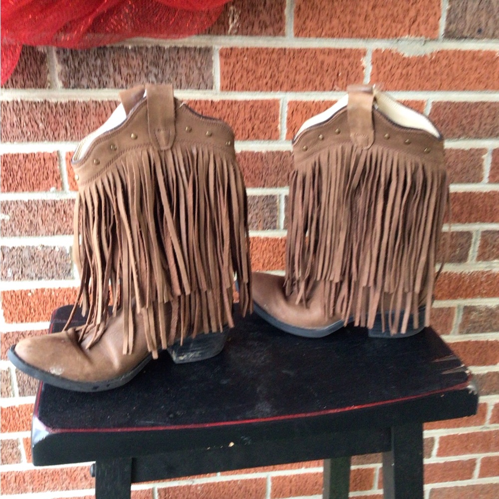 Old West Fringed Western Genuine Leather Boots